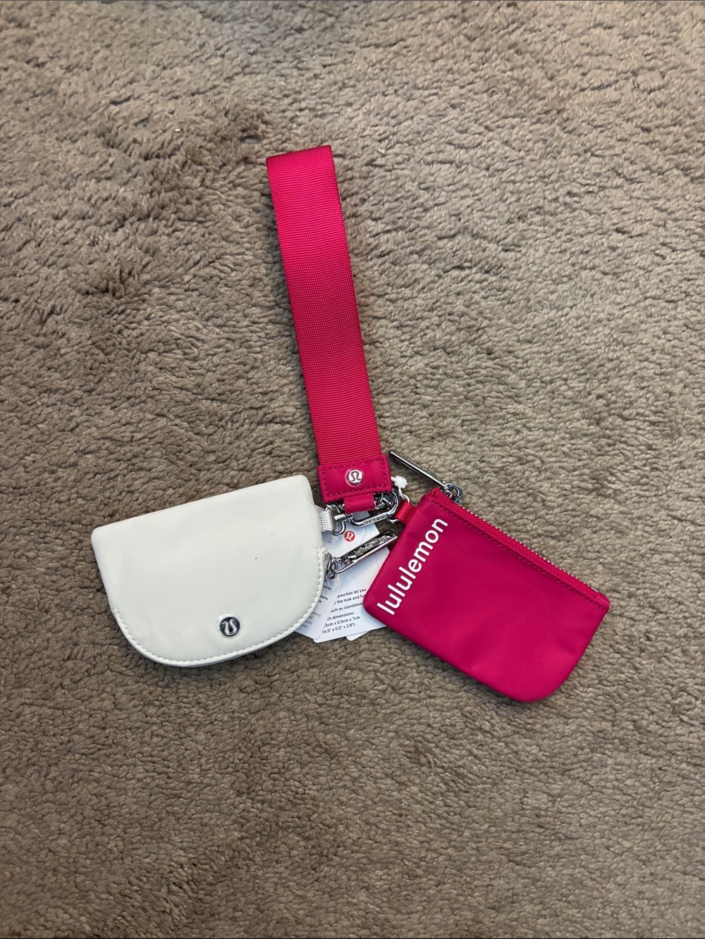lululemon athletica Pink and White Dual Pouch Wristlet